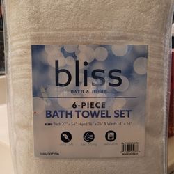 Bliss 6 Piece Bath Towel Set White
