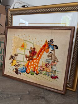 Vintage antique embroidered children’s art