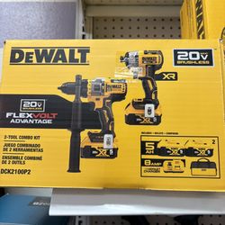 Dewalt New Kit Hammer Drill And Impact Flex Volt XR , 5ah Batteries And Charger Nuevos 