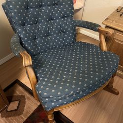 Good Condition Wooden And Fabric Rocking Chair (1990’s)