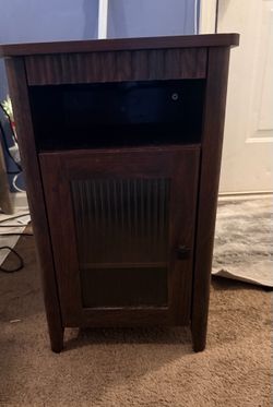 Side Table Nightstand With Sliding Top And USB And C Outlets Inside