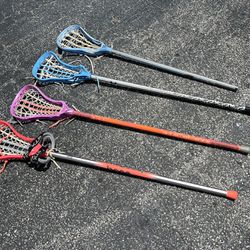 $40 for all 4! 4 Complete Lacrosse Sticks! (1) 39in Brine other (3) are 43in
