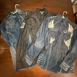 (Set of 3) ROAR Embroidered Long Sleeve Button Down Shirts -all Size Medium “Sample” versions
