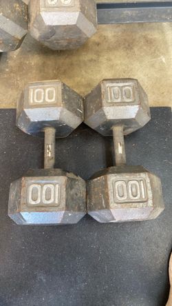Pair of 100lb steel hex dumbbells $200