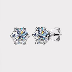 Moissanite Stud Earrings (Sterling Silver, 0.5 CT, Gra Certified)