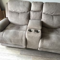Dual Recliner Beige Couch $150 or OBO