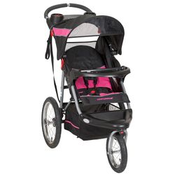 Pink and black jogging stroller