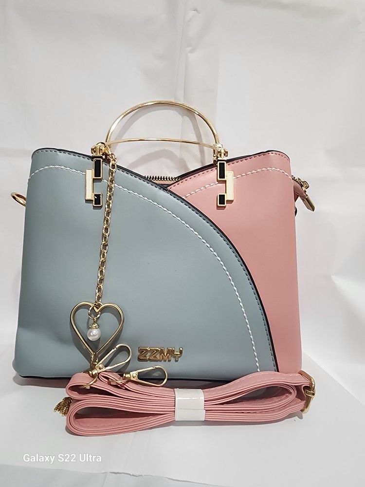 Pink And Blue Women Handbag