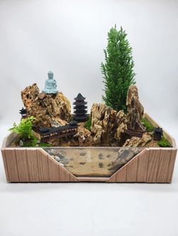 Japanese Zen Garden Paludarium – Buddha, Pagoda & Pond – Handmade