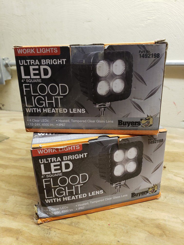 LED 4" Square Flood Light w/heated Lens
