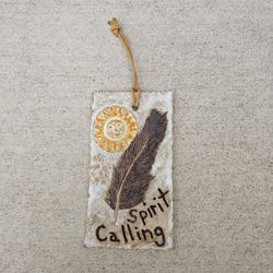 Spirit Feather Stoneware Garden Wall Yard Art Piece