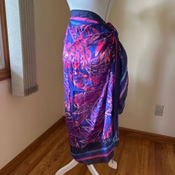 Tori Richard Paint Town Pareo NWT Sailor Blue Pink Cotton Sarong Wrap 46x72