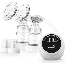 Double Electric Breast Pump Breast Feeding Pain Free Stepless knob LED HD Display, Strong Suction Power, Rechargeable, BPA Free, Quiet