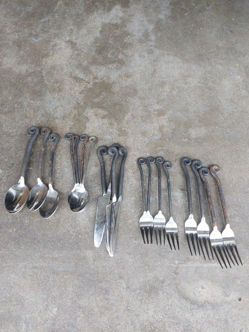 Vintage 20 Piece Iron Handled Silverware