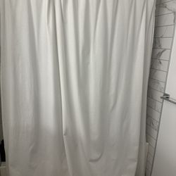 Long Linen White Shower Curtain. 