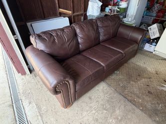 Brown leather couch