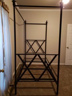 XL twin canopy wrought iron bed