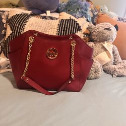 Michael Kors Red Leather Hand Bag