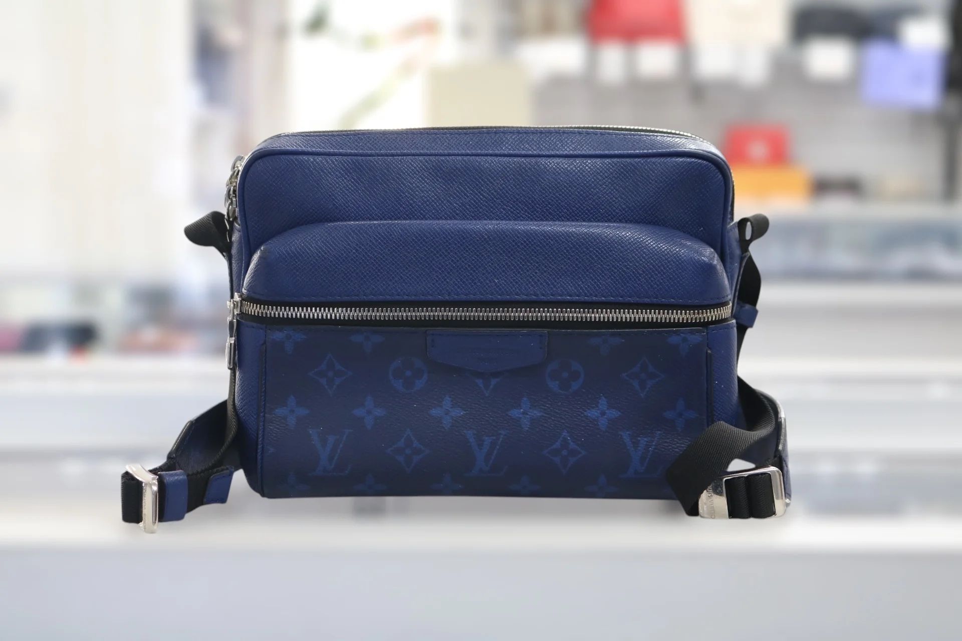 Authentic Louis Vuitton Outdoor Messenger Monogram Pacific Taigarama Blue