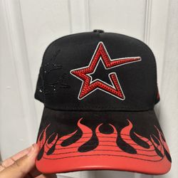 Black & Red Flame Star Trucker Hat