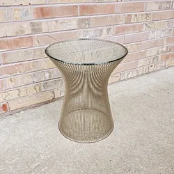 Mid Century Modern Warren Platner Style Glass Top Side Table Vintage