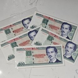 500 Pesos 2023 Cuba 5 Billetes Series Coleccionables UNC