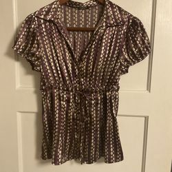 Vintage MOTIVI Italy Rare2Find Y2K Purple Geometric Shirt Satin  $79