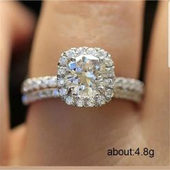 18K Oval Cut Simulated Diamond Sterling Silver Ring