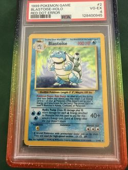 PSA 4”RED DOT ERROR 🔴 ”1999 BLASTOISE BASE SET HOLO #2 Very Good - EXCELLENT!!