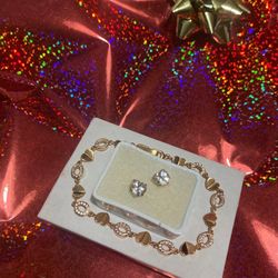 Bracelet and Earrings! Pulsera Y Aretes! Gold Plated!Oro Laminado! ❤️