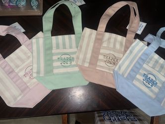 Striped Mini Canvas Tote bag set of 4 $60