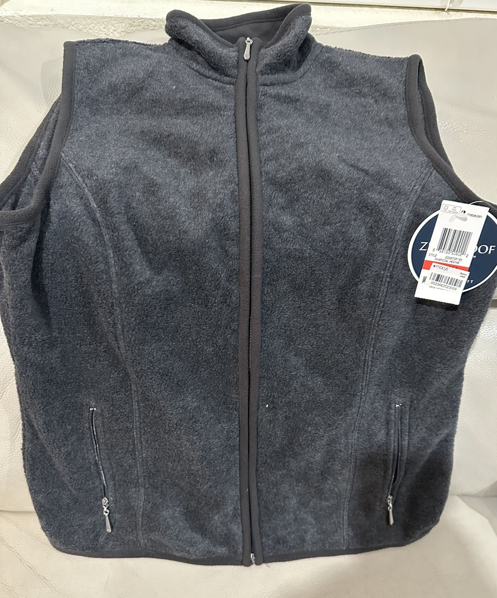 Karen Scott Sport Vest Women’s XS Charcoal Sport Fleece Full Zip NEW