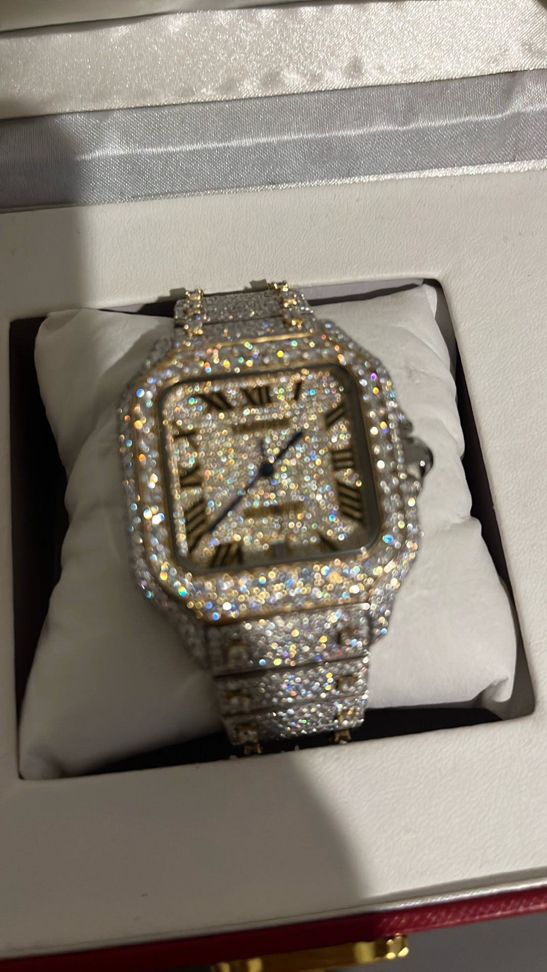 Cartier White Gold two Tone Moisinite Bussdown Passes Diamond Tester Can Show Proof Comes With Extra Links And box