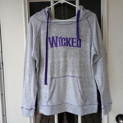 Women’s (M) "Wicked" Broadway Play Hoodie Gray Pullover with Purple