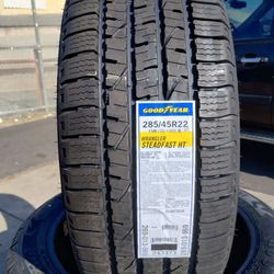 Tires New Goodyear Wrangler Steadfast HT 285 45R22 $690 Set Of Four Install Mount And Balance 