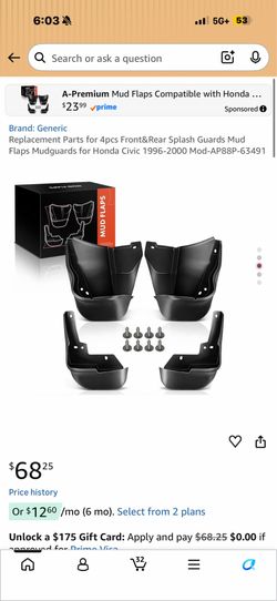 honda civic Front&Rear Splash Guards Mud