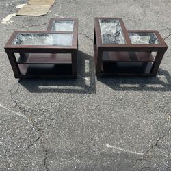 Two Peace Table With Glass On Top