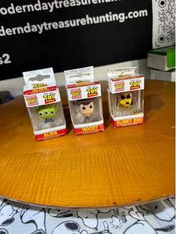 Funko Pocket Pop! Toy Story Keychain Lot – Woody, Alien & Exclusive Slinky Dog