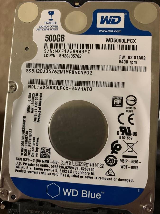 Western Digital 500 GB Internal Hard Drive 2018