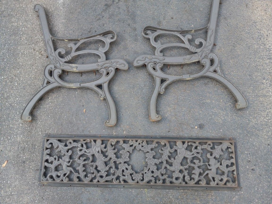Antique Wrought-iron Bench, Both Ends
And The Back Rest