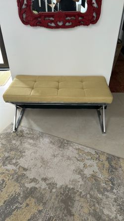 Fabric and Chrome Bench