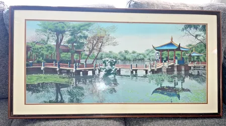 CHINESE JACQUARD SILK EMBROIDERED WEAVING OF "THE NINE-TURN BRIDGE" (JIUQU QIAO)