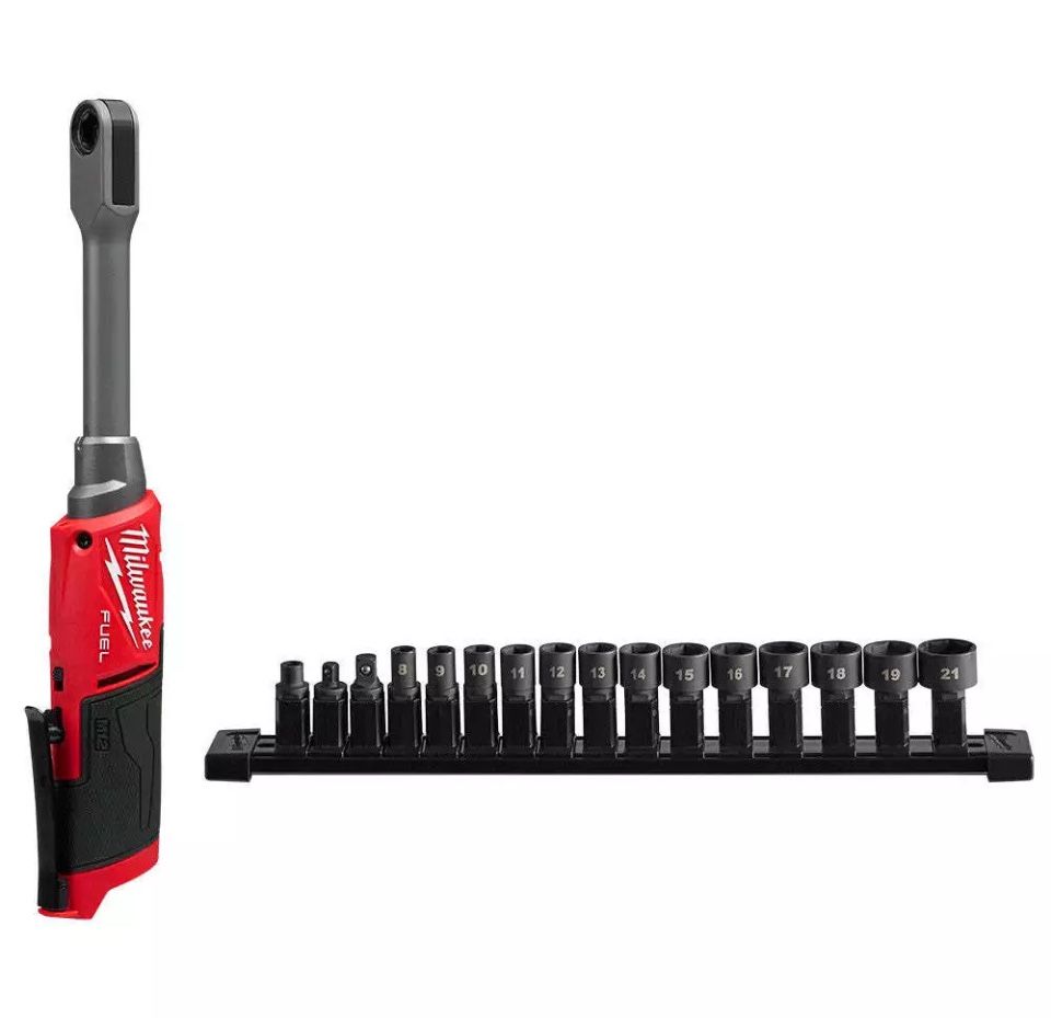 New Milwaukee 3050-20 M12 FUEL 12v INSIDER Extended Reach Box Ratchet With Sockets. Tool Only