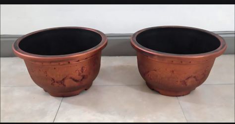 PAIR of 15" (Diameter) Copper Resin Planters (2 for $30) @ Lasting Creations