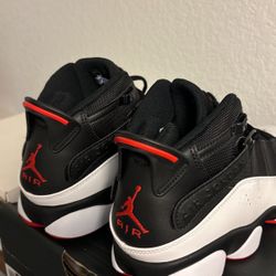Jordan 6 Rings, Black/University Red-White,9.5