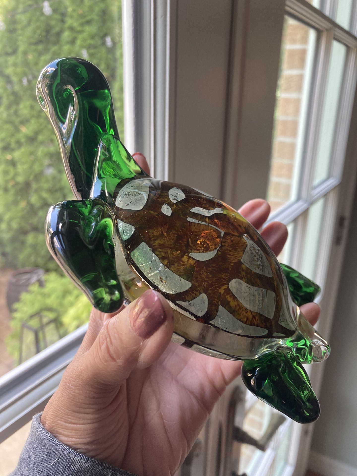 Vintage Glass Sea Turtle Paper Weight