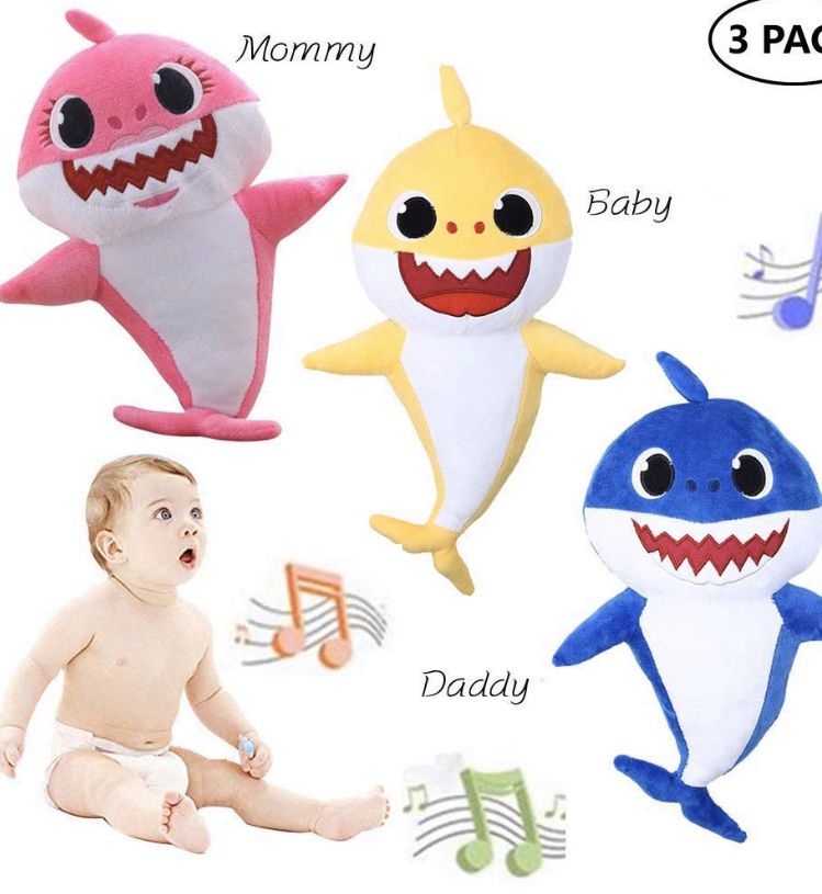 Baby sharks flush toys singing and ligh