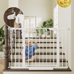 29.7-46" Baby Gate for Stairs, Toddler Safety Essentials for The House, Auto Close Dog Gate for Doorways, Mom's Choice Awards Winner-Easy Instal-White