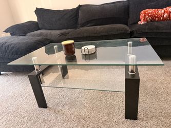Glass Top Coffee Table with Metal Legs