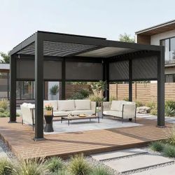 10 in x 12 in Black Louvered Pergola